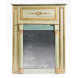 Neoclassical-Style Gilt Metal-Mounted, Painted and Parcel Gilt Overmantel Mirror , paneled