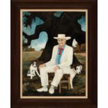 George Rodrigue (American/Louisiana, 1944-2013) , "Justin Wilson", 1988, oil on linen, signed