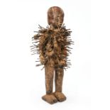 African Carved Wood Nail Janus-Headed Power Figure , Nkisi Nkondi, Democratic Republic of the Congo,