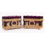 Pair of Russian or French Gilt Bronze-Mounted Amethyst Glass Jardinieres , early 19th c.,
