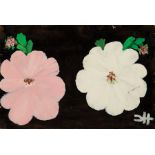 Clementine Hunter (American/Louisiana, 1886-1988) , "Two Flowers", oil on board, monogrammed lower