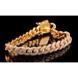 14 kt. Yellow Gold and Diamond Curb Chain Bracelet , diamond total wt. approx. 5.90 cts., l. 7 1/2