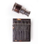 English Gothic Revival Carved Tortoiseshell Cigarette Case , late 19th c., h. 4 1/8 in., w. 3 1/8