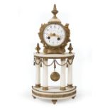 Antique Italian Bronze and Marble Mantel Clock , c. 1890, dial marked "Musy Padre e Figlio",