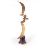 Hattakitkosol Somchai (Thai, 1934-2000) , "Untitled (Bird in Flight)", bronze, artist stamp and "