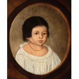 Hortaire Guenard (American/Louisiana, 1827-1899) , "Choctaw Child", 1867, oil on canvas, signed