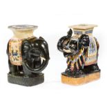 Two Chinese Glazed Pottery Elephant-Form Garden Stools , 20th c , h. 24 in., w. 10 1/2 in., d. 23