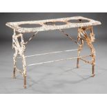 Antique Cast Iron Garden Potting Table , molded top, phoenix supports, trestle base , h. 27 1/2 in.,