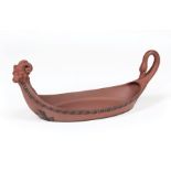 Wedgwood Rosso Antico Egyptian Boat-Shaped Tray , c. 1805, impressed uppercase mark, Egyptianesque