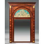 Empire-Style Bronze-Mounted Mahogany Pier Mirror , 20th c., egg and dart molded cornice, tympanum