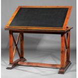 Contemporary Mahogany Architect's Desk , 20th c., inset hinged top, trestle base , h. 34 in., w.