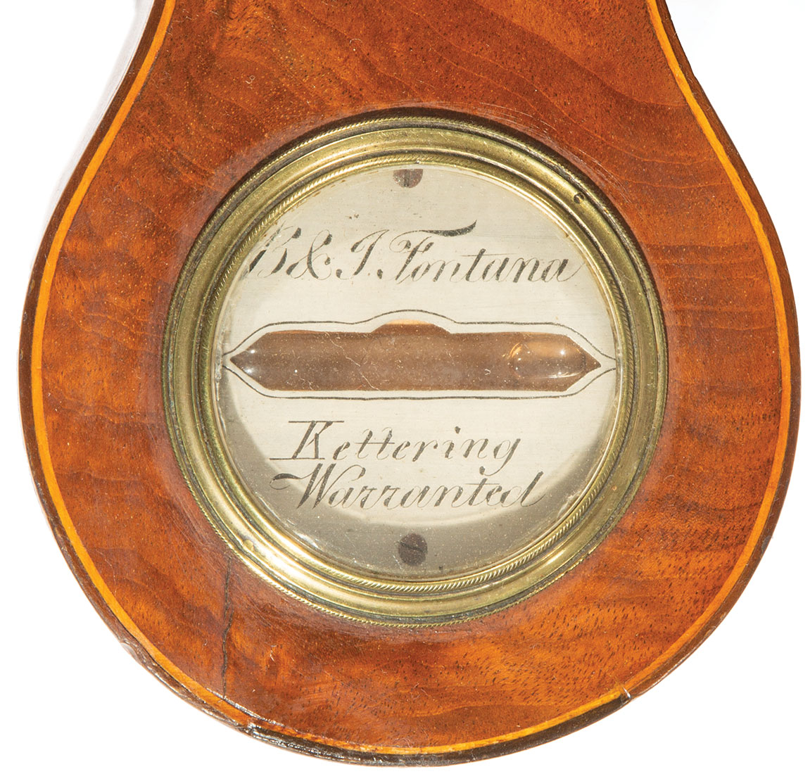 George III Inlaid Mahogany Barometer , early 19th c., signed "Fontana/ Kettering/ Warranted", fitted - Image 2 of 2