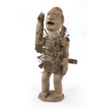 African Carved Wood Nail Power Figure , Nkisi Nkondi, Democratic Republic of the Congo, body pierced