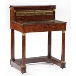 Empire Bronze-Mounted Mahogany Bureau , early 19th c., fitted superstructure, leather writing
