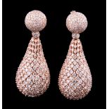 Pair of 18 kt. Rose Gold and Diamond Earrings