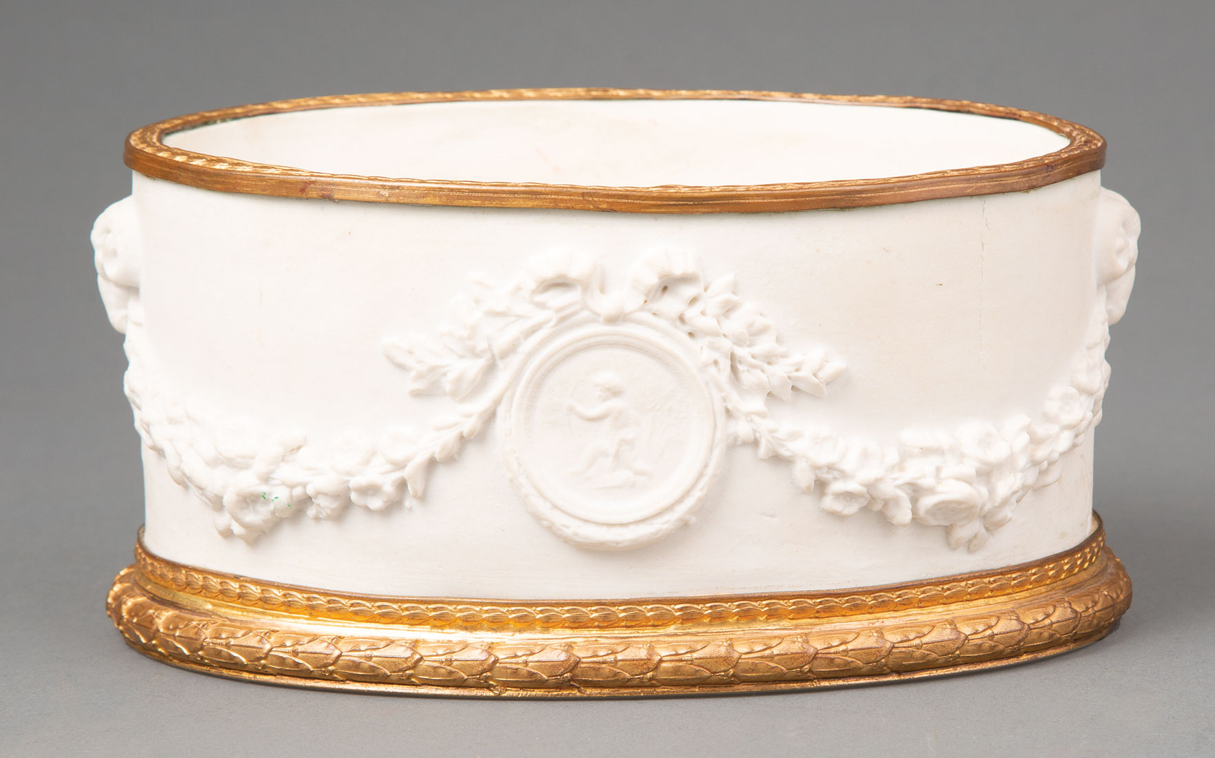 Gilt Bronze-Mounted Sevres-Style Bisque Porcelain Jardiniere , late 19th/early 20th c., possibly