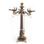 Fine English Gilt and Patinated Bronze Banquet Lamp , 19th c., probably Messenger, eagle finial;