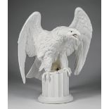 Large Edward Marshall Boehm Bisque Porcelain Eagle , black script mark, on fluted column, h. 15 1/