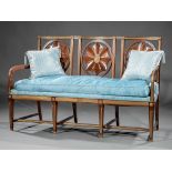 Russian Neoclassical Bronze-Mounted Mahogany Settee , 19th c., tripartite back mounted with