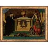 English Reverse-Glass Mezzotint of Prince Leopold Grieving at Grave of Princess Charlotte ,