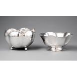 Two Mexican Sterling Silver Footed Bowls , incl. Juventino Lopez Reyes example on spreading foot, h.