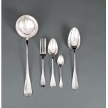 Antique Christofle Silverplate Flatware Service for Twelve , in the "Baguette" pattern, incl. 12