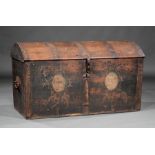 Early American Painted Pine Traveler's Trunk , late 18th c., possibly Pennsylvania Dutch, domed