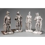 Pair of English Silverplate "Knight in Armor" Bookends , mid-19th c., crossed keys maker, h. 9 5/8