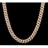 14 kt. Yellow Gold and Diamond Curb Chain Necklace , diamond total wt. approx. 14.50 cts., l. 18 in