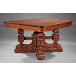 American Aesthetic Carved Walnut Dining Table , late 19th c., attr. to Herter Brothers, New York,