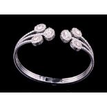 18 kt. White Gold and Diamond Cuff/Bangle , 2 marquise cut diamonds and approx. 180 round