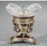 Antique French Silverplate and Cut Crystal Centerpiece in the Neoclassical Taste , marked "P.B&C" in