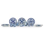 Four Chinese Blue Fitzhugh Porcelain Dinner and Serving Pieces , 18th and 19th c., incl. 2 dinner