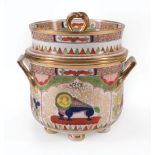 English "Bengal Tiger" Porcelain Covered Fruit Cooler with Liner , c. 1800, probably John Rose