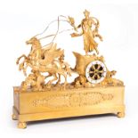 Fine Empire Gilt Bronze Figural Mantel Clock , early 19th c., silk-thread movement stamped with