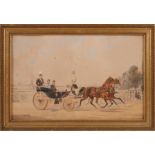Hans Gottfried Wilda (Austrian, 1862-1911) , "Carriage Ride", watercolor on board, signed lower