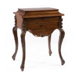 American Rococo Carved Rosewood Work Table , mid-19th c., New York, cove-molded lift-top with