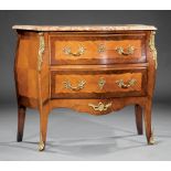 Louis XV-Style Bronze-Mounted Kingwood Commode , serpentine Breche d'Alep marble top, conforming