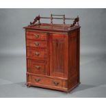 American Eastlake Carved Walnut Cabinet , late 19th c., galleried top, rotary side cabinet, 5