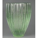 Large Studio Molded Glass Vase , ovoid body with thick fluted walls, h. 14 7/8 in., dia. 10 3/4 in .