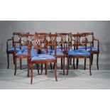 Eight Regency-Style Carved Mahogany Armchairs , 20th c., Bevan Funnell, pierced splat, shaped