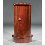 American Classical Carved Mahogany Cylinder Commode , early 19th c., inset marble top, conforming