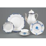 Assembled Herend Porcelain Dinner Service , 20th c., marked, incl. "Princess Victoria Blue": 12