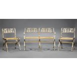 Decorative Patinated Metal Garden Suite , after a design by Schinkel, incl. settee and 2 side