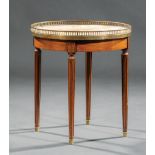 Antique Louis XVI-Style Mahogany Bouillotte Table , late 19th c., brass gallery, variegated marble