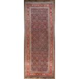 Large Persian Carpet , dark blue and salmon ground, overall vining design, 7 ft. 1 in. x 18 ft. 7 in