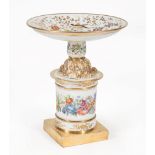 Jacob Petit, Paris Porcelain Compote , mid-19th c., marked, bird and flower reserve, gilt base, h.