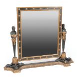 Continental Neoclassical-Style Painted and Parcel Gilt Dressing Table Mirror , 19th c., figural