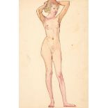 Ellsworth Woodward (American/Louisiana, 1861-1939) , "Female Nudes", 5 watercolors and graphite on