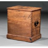 American Federal Mahogany Bottle Case , late 18th c., hinged top, dovetailed case, molded base, h.